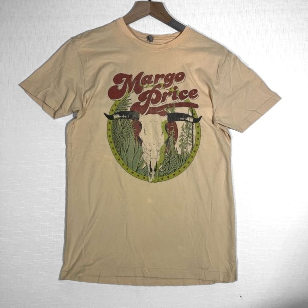 Margo Price Country Music Men's Small T-Shirt Tan Bull Skull Graphic Tour‎ USA